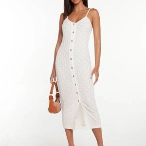 new Tall Geo Pattern Button down see Through sheer midi Cami Dress cover up xs 2